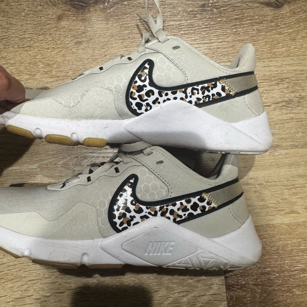 Nike Cream Textured Sneakers with Leopard Print